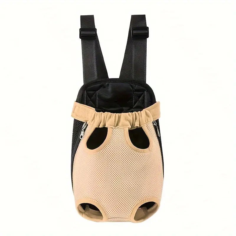 Solid Black Comfortable Fabric Puppy Carrier Backpack for Small Dogs & Cats - Legs-Out Travel Bag with Front Carrier for Hands-Free Transport