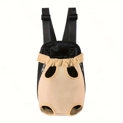 Solid Black Comfortable Fabric Puppy Carrier Backpack for Small Dogs & Cats - Legs-Out Travel Bag with Front Carrier for Hands-Free Transport