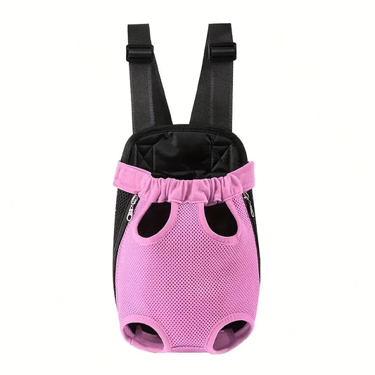 Solid Black Comfortable Fabric Puppy Carrier Backpack for Small Dogs & Cats - Legs-Out Travel Bag with Front Carrier for Hands-Free Transport
