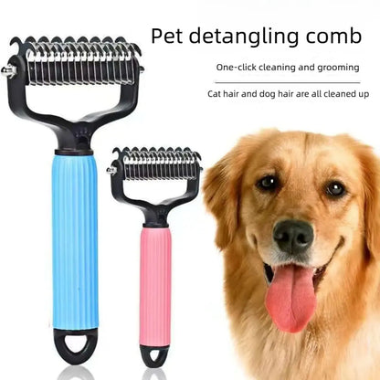 Ultimate Pet Grooming Tool - Stainless Steel Double-Sided Comb for Dogs, Effortless Shedding Removal & Tangle-Free Coat Maintenance!
