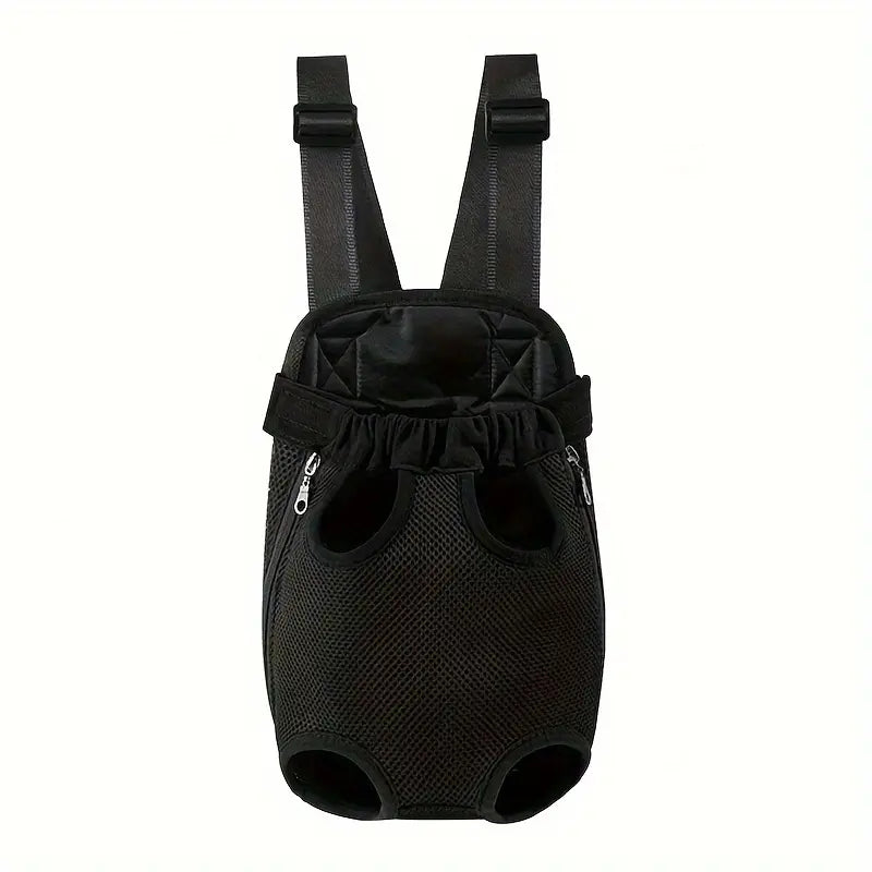 Solid Black Comfortable Fabric Puppy Carrier Backpack for Small Dogs & Cats - Legs-Out Travel Bag with Front Carrier for Hands-Free Transport