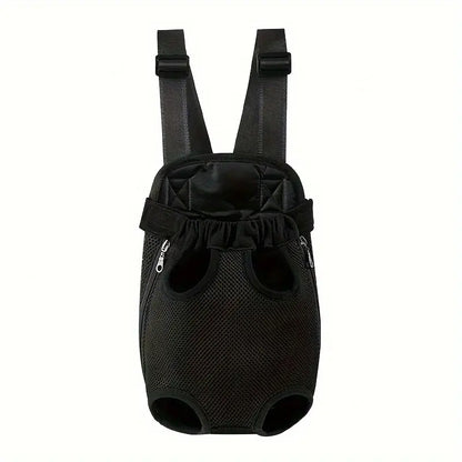 Solid Black Comfortable Fabric Puppy Carrier Backpack for Small Dogs & Cats - Legs-Out Travel Bag with Front Carrier for Hands-Free Transport
