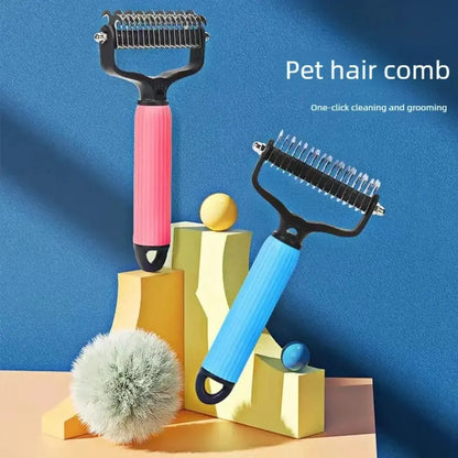 Ultimate Pet Grooming Tool - Stainless Steel Double-Sided Comb for Dogs, Effortless Shedding Removal & Tangle-Free Coat Maintenance!