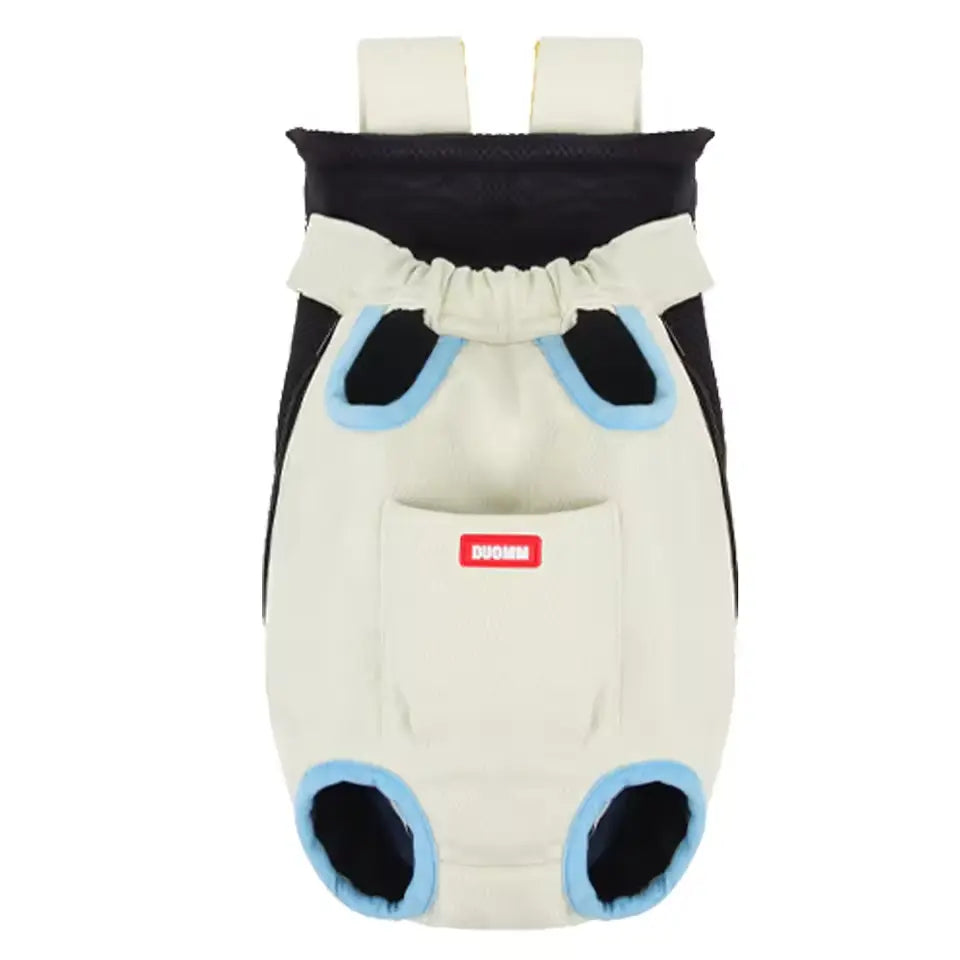 Solid Black Comfortable Fabric Puppy Carrier Backpack for Small Dogs & Cats - Legs-Out Travel Bag with Front Carrier for Hands-Free Transport