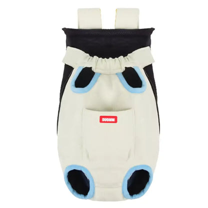 Solid Black Comfortable Fabric Puppy Carrier Backpack for Small Dogs & Cats - Legs-Out Travel Bag with Front Carrier for Hands-Free Transport