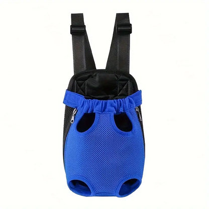 Solid Black Comfortable Fabric Puppy Carrier Backpack for Small Dogs & Cats - Legs-Out Travel Bag with Front Carrier for Hands-Free Transport